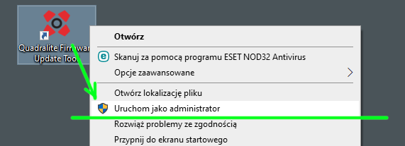 Uruchamianie narzędzia jako administrator
